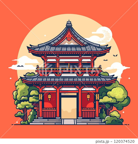 Traditional Chinese building. Vector illustration in flat design style. Eps 10. Traditional Chinese building. Vector illustration in flat design style. Eps 10. 120374520