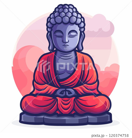Buddha statue in meditation. Vector illustration of buddha statue in meditation pose 120374758