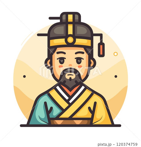 Korean man in traditional costume. Vector illustration in flat style Korean man in traditional costume. Vector illustration in flat style 120374759