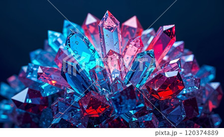 cluster of vivid pink and blue crystals sparkling under dramatic lighting, perfect for themes of luxury, beauty, and natural elegance in high-resolution photography cluster of vivid pink and blue crystals sparkling under dramatic lighting, perfect for themes of luxury, beauty, and natural elegance in high-resolution photography 120374889
