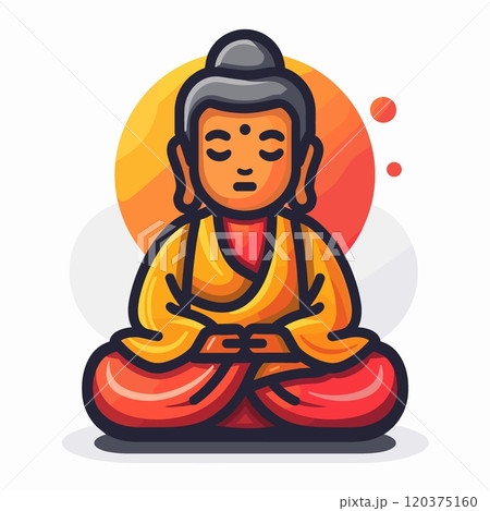 Buddha meditating in lotus position, vector illustration. Buddha meditating in lotus position, vector illustration. 120375160