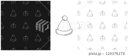 New Year. Set Monochrome pattern in hand draw style New Year. Set Monochrome pattern in hand draw style 120376278