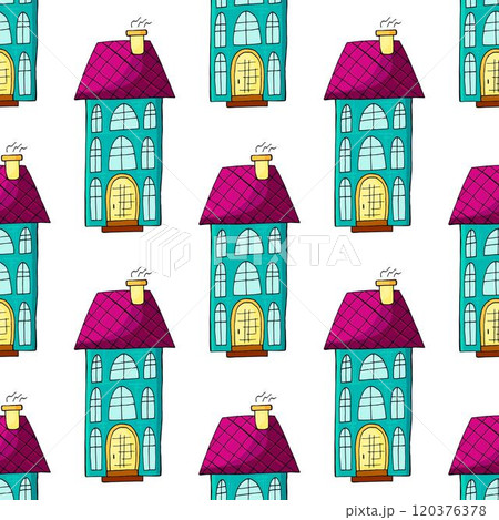 Seamless pattern with decorative colorful houses 120376378