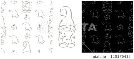 New Year. Set Monochrome pattern in hand draw style 120376435