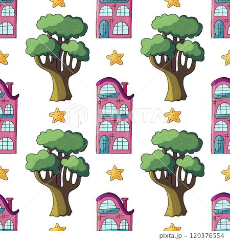 Seamless pattern with decorative colorful houses Seamless pattern with decorative colorful houses 120376554
