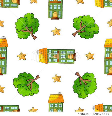 Seamless pattern with decorative colorful houses Seamless pattern with decorative colorful houses 120376555
