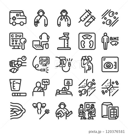 病院での健康診断 アイコン セット 120376581
