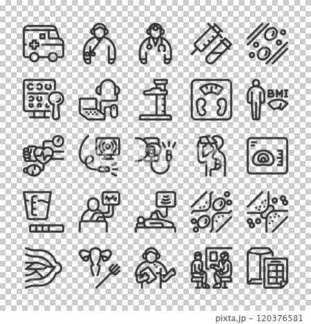病院での健康診断 アイコン セット 120376581