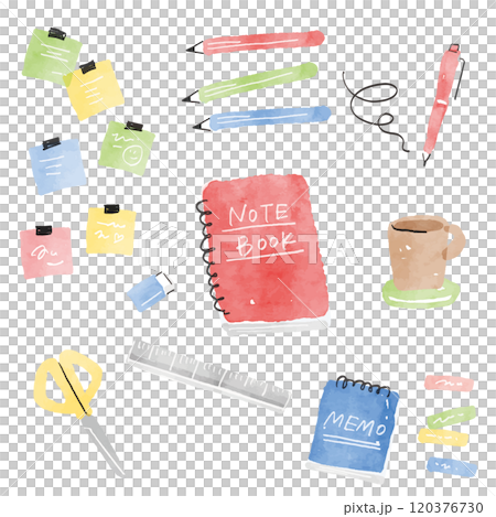 文具手寫水彩插圖集 120376730