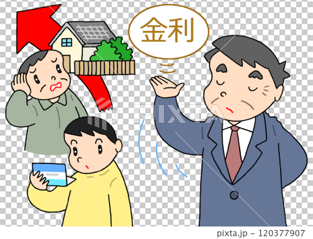 経済問題 - 金利引き上げ・変動金利上昇・住宅ローン返済・預金金利上昇 120377907