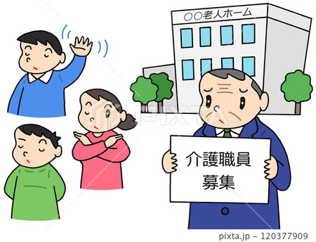 介護問題 - 介護現場・人材募集・人手不足・応募者減・ネガティブイメージ 120377909