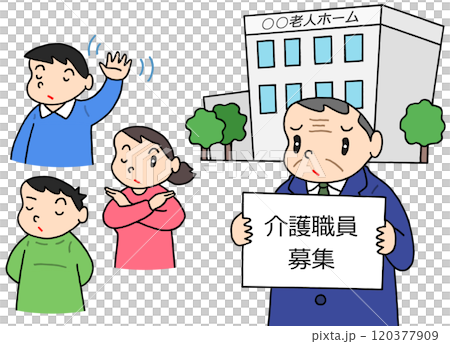 介護問題 - 介護現場・人材募集・人手不足・応募者減・ネガティブイメージ 120377909