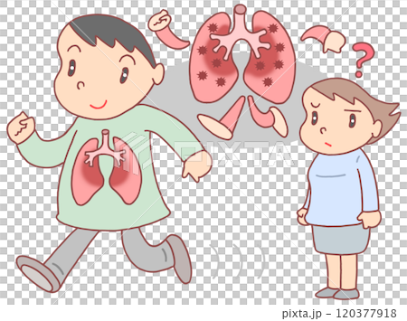 病気・疾患のイラスト - マイコプラズマ肺炎・歩く肺炎・感染症・呼吸器疾患・感染者 120377918