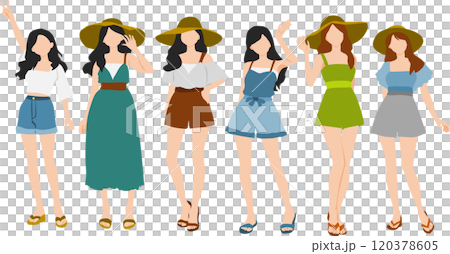穿著夏裝的婦女插圖集 穿著夏裝的婦女插圖集 120378605
