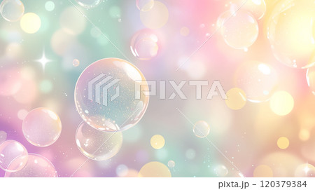 AI生成画像：シャボン玉の背景素材 120379384