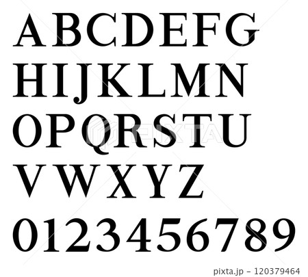 English alphabet serif font style 120379464