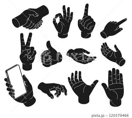 Hand symbol drawing doodle black color 120379466