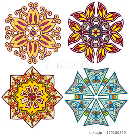 Vector vintage style  colorful ornament collection 120380230
