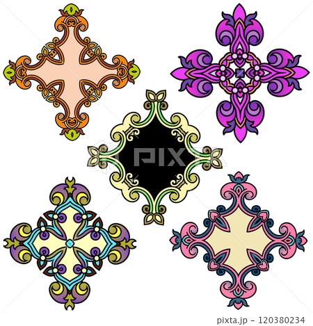 Vector vintage style colorful ornament collection Vector vintage style colorful ornament collection 120380234