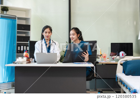 Medical team working on digital tablet healthcare doctor technology. Medical team working on digital tablet healthcare doctor technology. 120380535