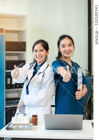 Successful medical team , Professional, confident, and supportive collaboration for healthcare wellness. 120380541