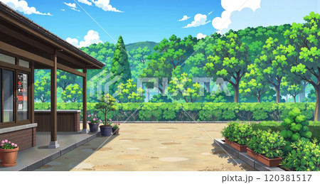 夏の小路角風景 120381517