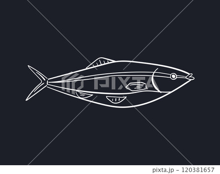 黒板アート風線画、ぶり 120381657