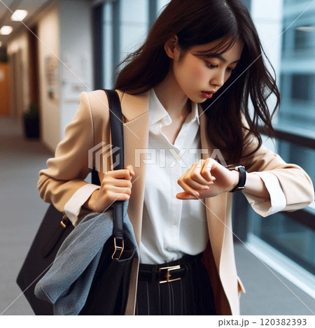 時計を見て走るビジネスウーマン3 時計を見て走るビジネスウーマン3 120382393