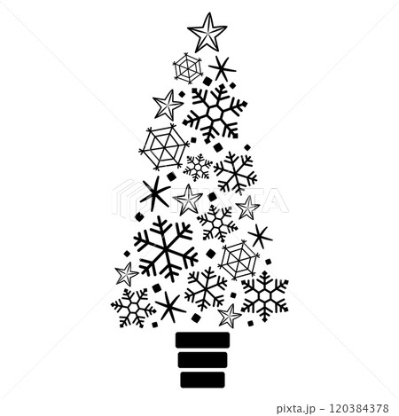 おしゃれなクリスマスツリーの抽象的なイラスト　黒 120384378