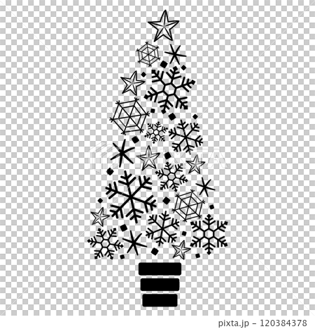 おしゃれなクリスマスツリーの抽象的なイラスト　黒 120384378