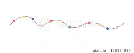 Christmas colorful multicolored lights curly string garland simple doodle hand drawn vector illustration, flat style cartoon image for winter New Year holiday, birthday events design Christmas colorful multicolored lights curly string garland simple doodle hand drawn vector illustration, flat style cartoon image for winter New Year holiday, birthday events design 120384859