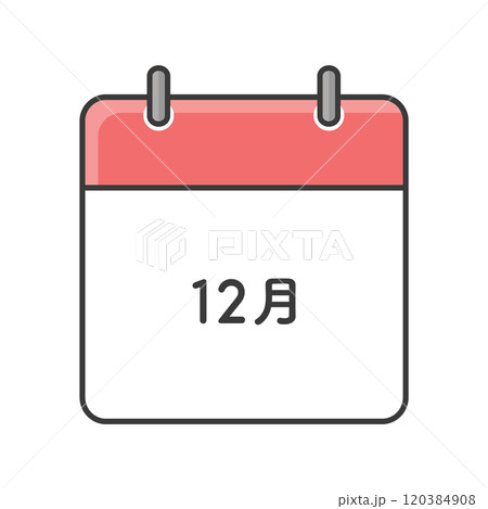 シンプルな12月のカレンダーのアイコン - 師走や年末のイメージや月間イベントのイラスト素材 120384908