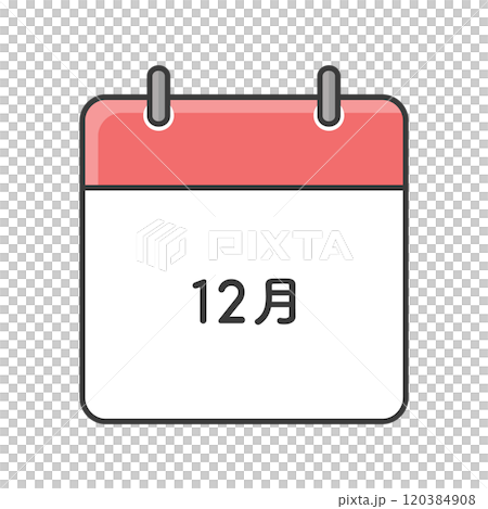 シンプルな12月のカレンダーのアイコン - 師走や年末のイメージや月間イベントのイラスト素材 120384908