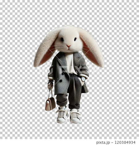 Loose-eared rabbit mascot Coordination Illustration Generative AI 120384934