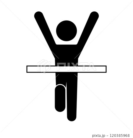 マラソンでゴールする人のシルエット マラソンでゴールする人のシルエット 120385968