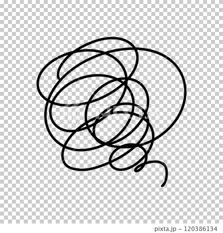 Moyamoya, worried, crumpled, round and round marks 120386134