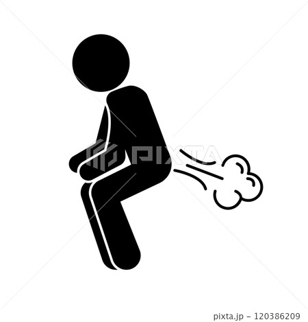 おならをする人のシルエット 120386209