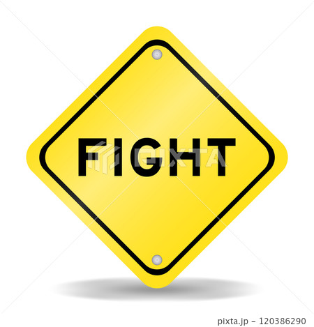 Yellow color transportation sign with word fight on white background 120386290