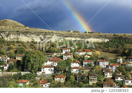 Footage of the city of Safranbolu, which is on the world heritage list and stands out with its local architectural features. 120386563