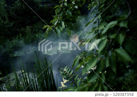船が浮かぶ神秘的な池 船が浮かぶ神秘的な池 120387358