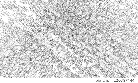 Wireframe Boxes. Sketch style 120387444