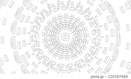 3D circular pattern. Style wireframe model 120387489