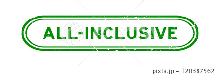 Grunge green all-inclusive word rubber seal stamp on white background 120387562