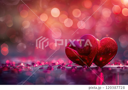 Beautiful greeting card with bright holiday composition for happy and joy celebrate valentines day 120387728