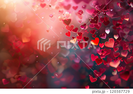 Beautiful greeting card with bright holiday composition for happy and joy celebrate valentines day 120387729