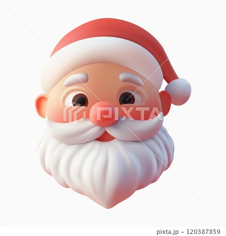 3d Cute santa claus head on white background 3d Cute santa claus head on white background 120387859