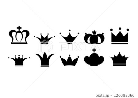 王冠シルエット ブラッククラウンアイコンセット 王冠シルエット ブラッククラウンアイコンセット 120388366