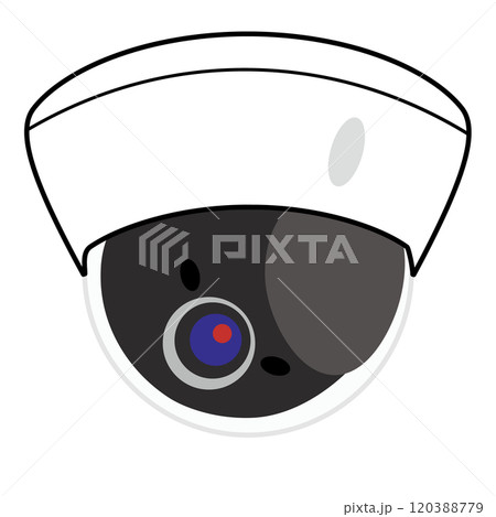 白バックにシンプルなDC2.0MP PTZドーム型防犯カメラのイラスト 120388779