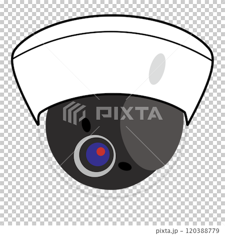 白バックにシンプルなDC2.0MP PTZドーム型防犯カメラのイラスト 120388779