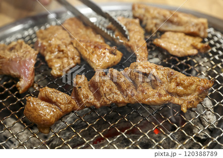 Korean bbq food. Marinated pork ribs 120388789